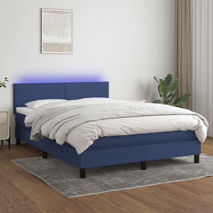 Pat cu arcuri, saltea și LED, albastru, 140x200 cm, textil - WALTI WALTI
