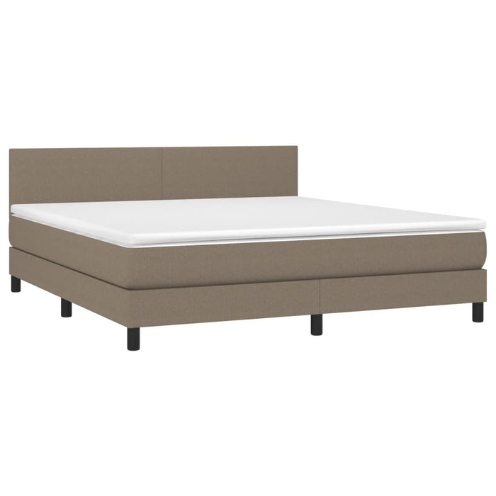 Pat cu arcuri, saltea și LED, gri taupe, 160x200 cm, textil - WALTI WALTI