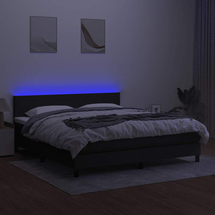 Pat cu arcuri, saltea și LED, negru, 180x200 cm, textil - WALTI WALTI