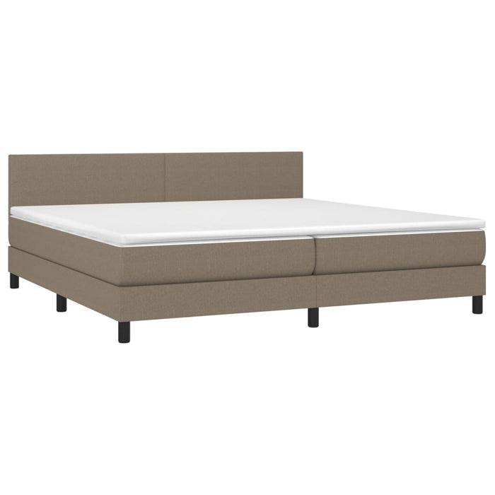 Pat cu arcuri, saltea și LED, gri taupe, 200x200 cm, textil WALTI