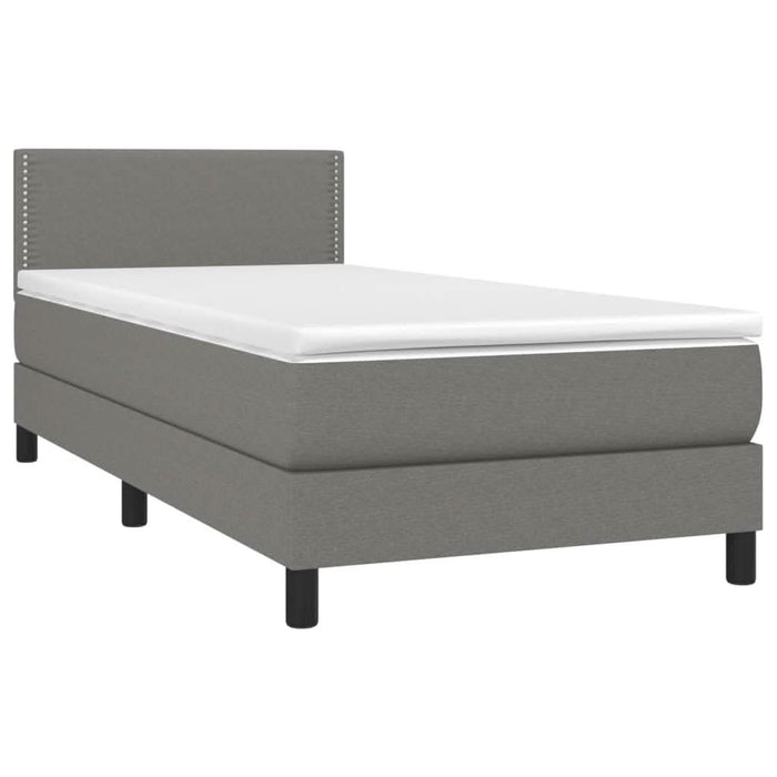 Pat cu arcuri, saltea și LED, gri închis, 80x200 cm, textil - WALTI WALTI