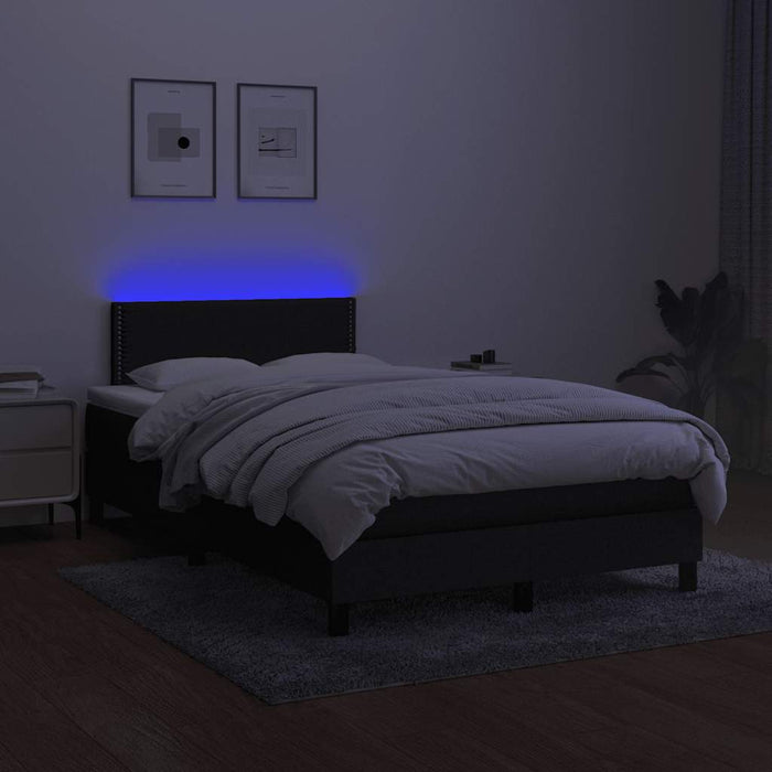 Pat cu arcuri, saltea și LED, negru, 120x200 cm, textil - WALTI WALTI