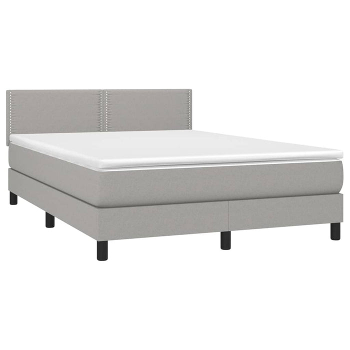 Pat cu arcuri, saltea și LED, gri deschis, 140x190 cm, textil - WALTI WALTI