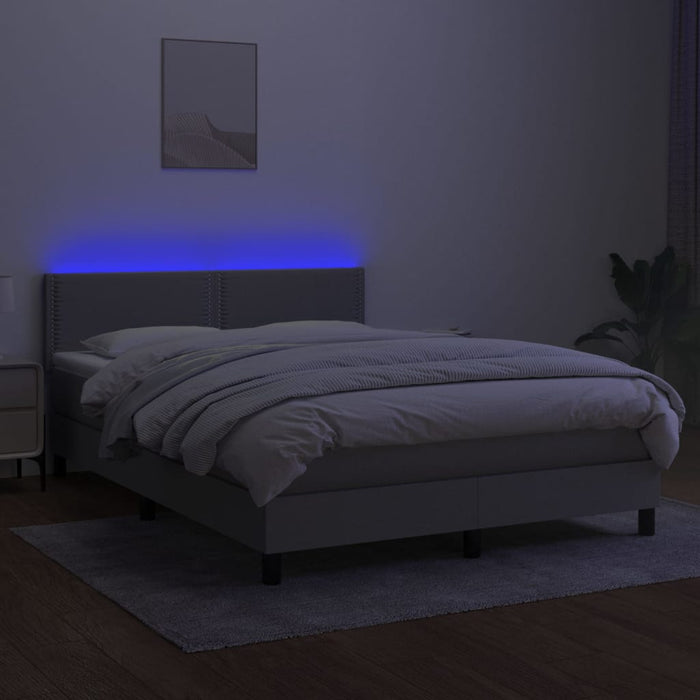 Pat cu arcuri, saltea și LED, gri deschis, 140x190 cm, textil - WALTI WALTI