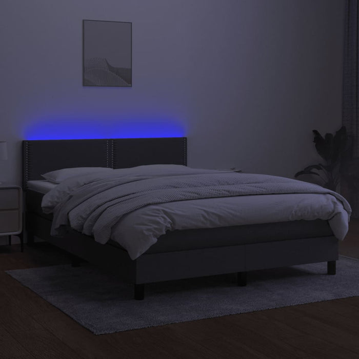 Pat cu arcuri, saltea și LED, gri închis, 140x200 cm, textil - WALTI WALTI
