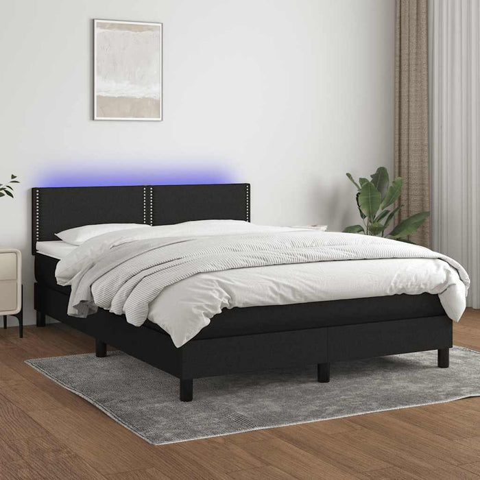Pat cu arcuri, saltea și LED, negru, 140x200 cm, textil - WALTI WALTI