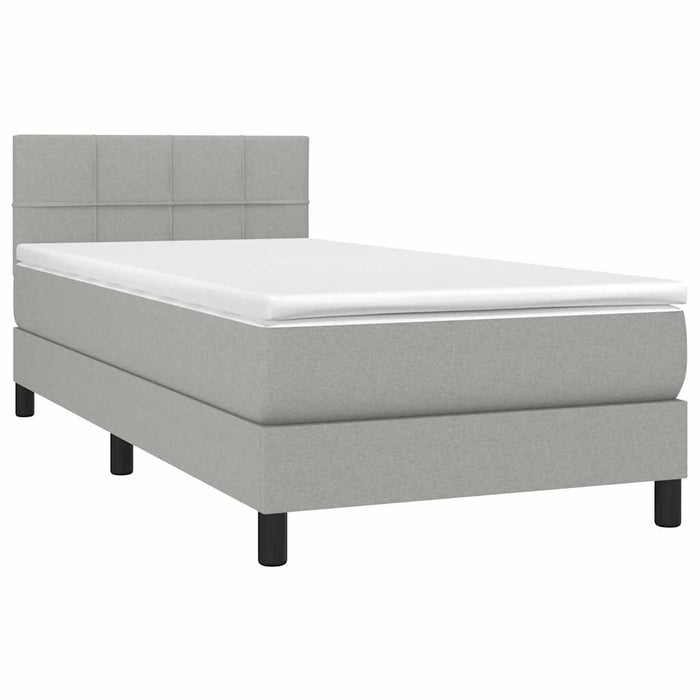 Pat cu arcuri, saltea și LED, gri deschis, 90x190 cm, textil - WALTI WALTI