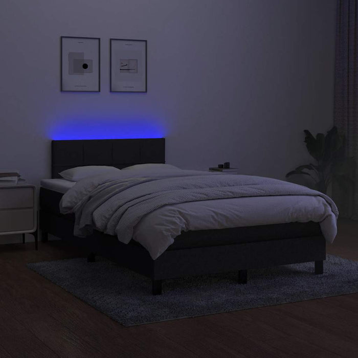 Pat cu arcuri, saltea și LED, negru, 120x200 cm, textil - WALTI WALTI