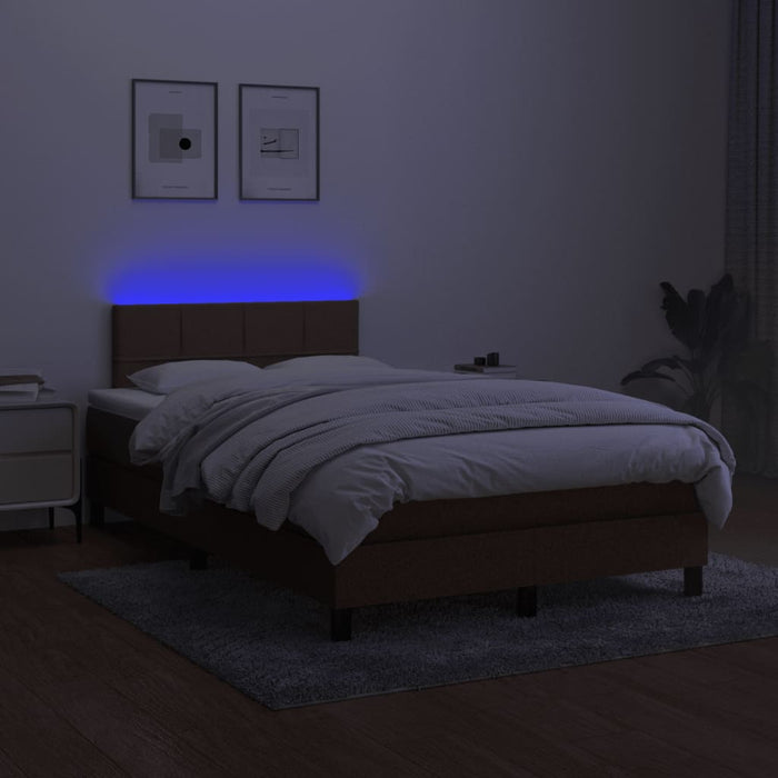 Pat cu arcuri, saltea și LED, maro închis, 120x200 cm, textil - WALTI WALTI