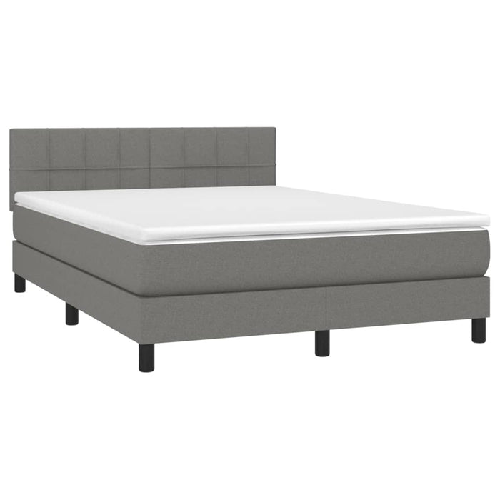 Pat cu arcuri, saltea și LED, gri închis, 140x190 cm, textil - WALTI WALTI