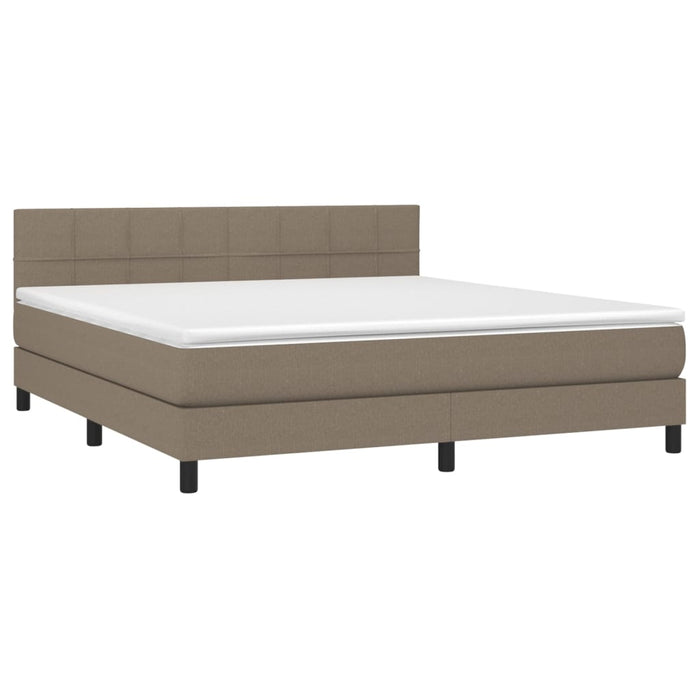 Pat cu arcuri, saltea și LED, gri taupe, 160x200 cm, textil - WALTI WALTI