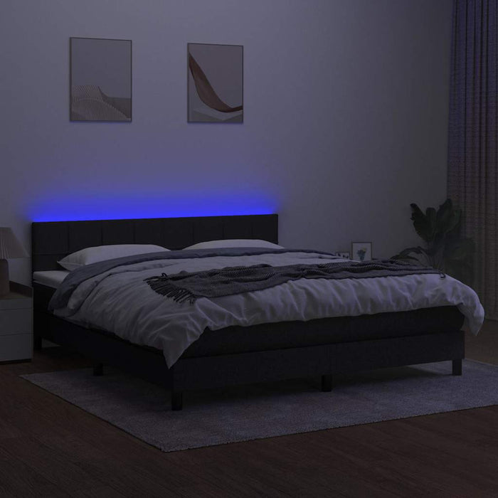 Pat cu arcuri, saltea și LED, negru, 180x200 cm, textil - WALTI WALTI