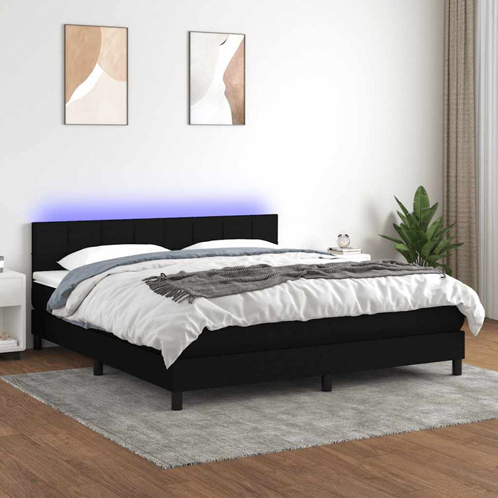 Pat cu arcuri, saltea și LED, negru, 180x200 cm, textil - WALTI WALTI