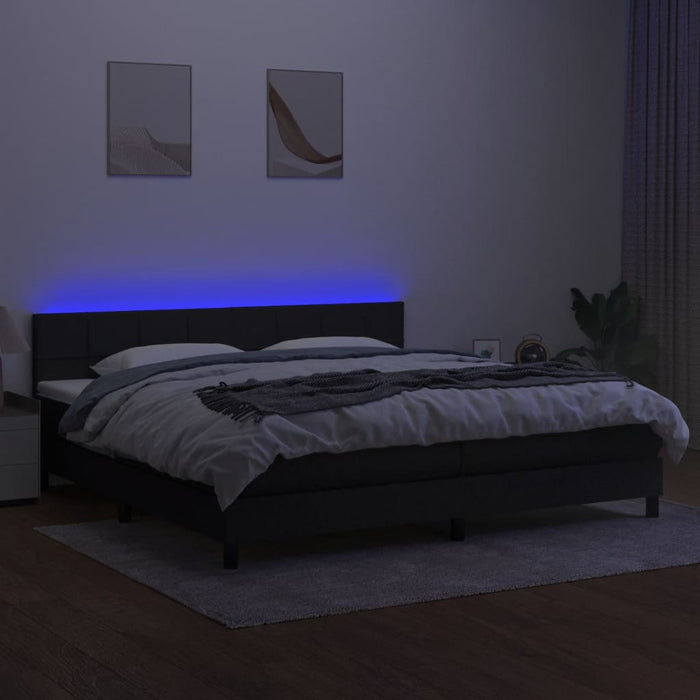 Pat cu arcuri, saltea și LED, negru, 200x200 cm, textil - WALTI WALTI