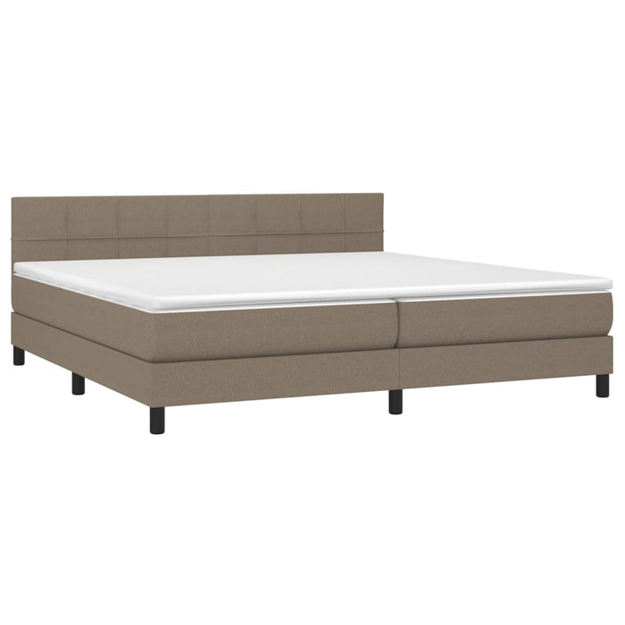 Pat cu arcuri, saltea și LED, gri taupe, 200x200 cm, textil - WALTI WALTI