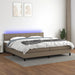 Pat cu arcuri, saltea și LED, gri taupe, 200x200 cm, textil - WALTI WALTI