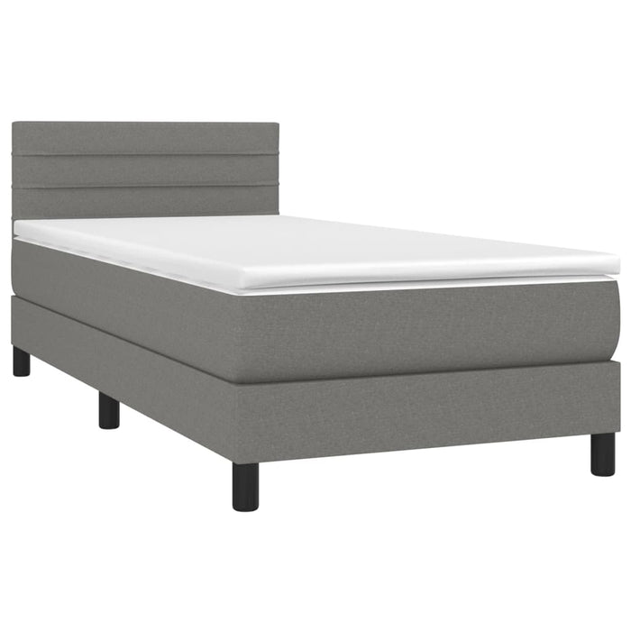 Pat cu arcuri, saltea și LED, gri închis, 90x190 cm, textil - WALTI WALTI