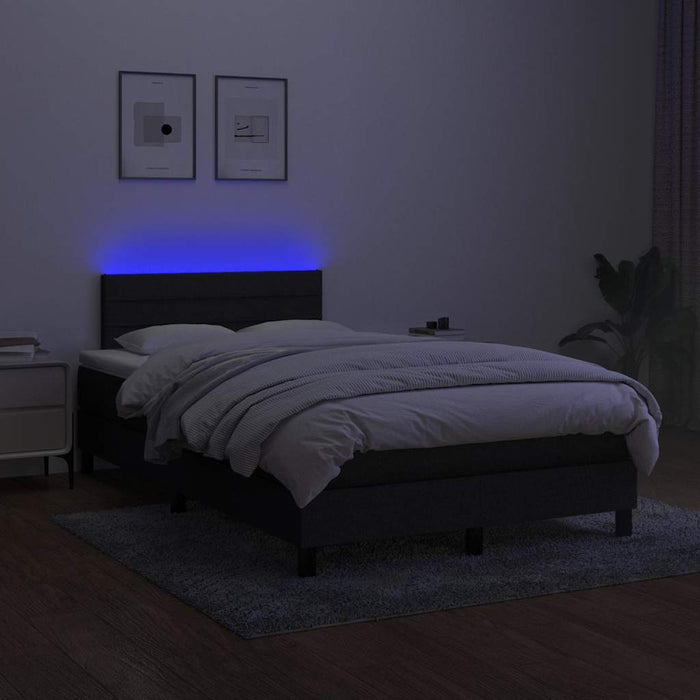 Pat cu arcuri, saltea și LED, negru, 120x200 cm, textil - WALTI WALTI