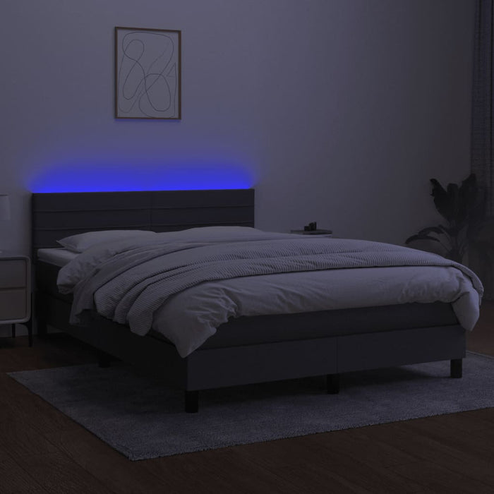 Pat cu arcuri, saltea și LED, gri închis, 140x190 cm, textil - WALTI WALTI