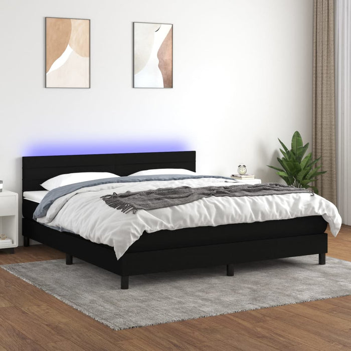 Pat cu arcuri, saltea și LED, negru, 180x200 cm, textil - WALTI WALTI