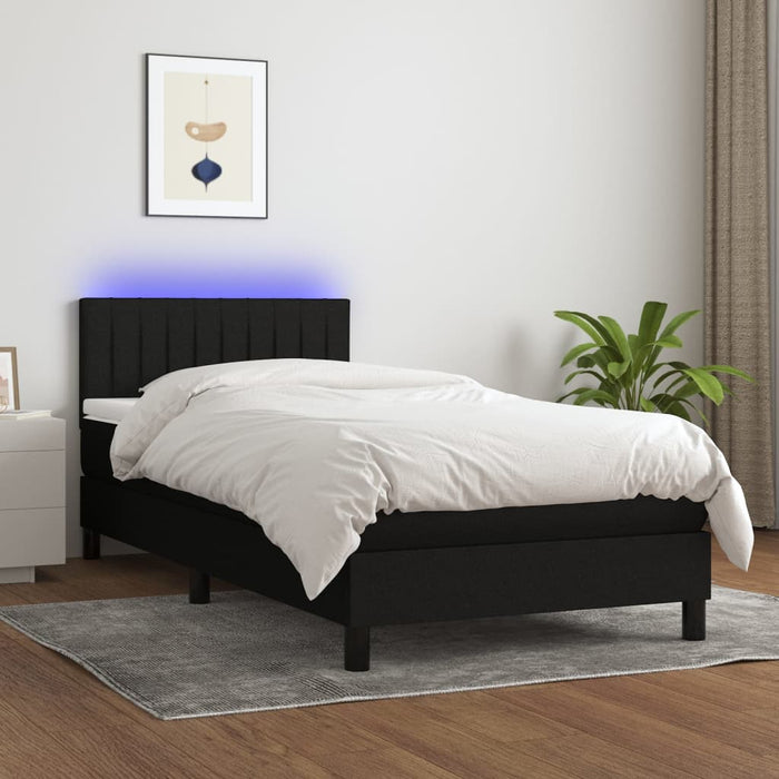 Pat cu arcuri, saltea și LED, negru, 80x200 cm, textil - WALTI WALTI