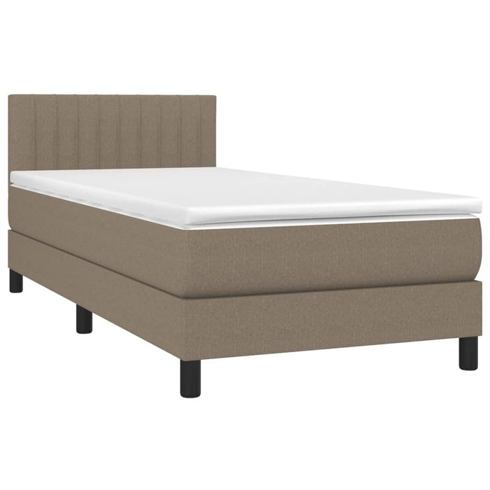 Pat cu arcuri, saltea și LED, gri taupe, 90x200 cm, textil - WALTI WALTI