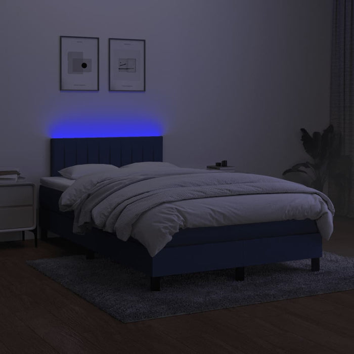 Pat cu arcuri, saltea și LED, albastru, 120x200 cm, textil - WALTI WALTI