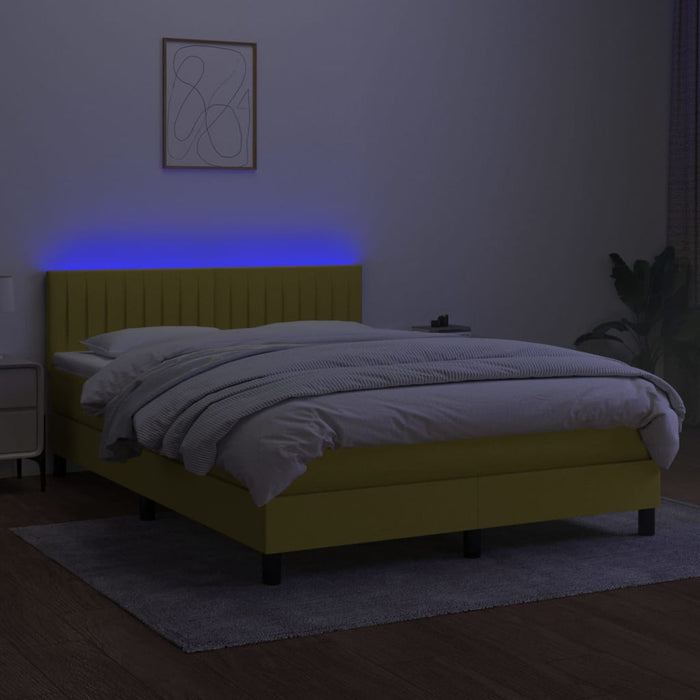 Pat cu arcuri, saltea și LED, albastru, 140x190 cm, textil - WALTI WALTI