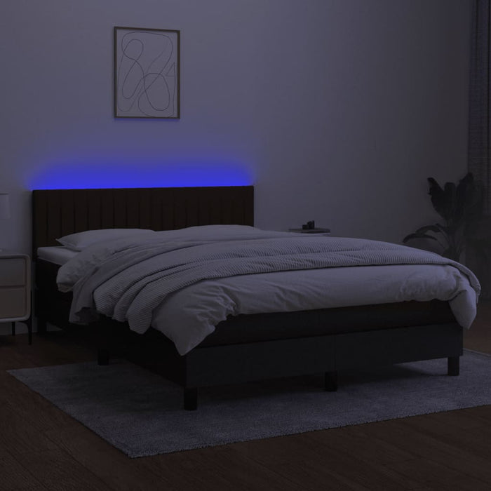 Pat cu arcuri, saltea și LED, negru, 140x200 cm, textil - WALTI WALTI