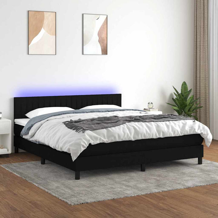 Pat cu arcuri, saltea și LED, negru, 180x200 cm, textil - WALTI WALTI