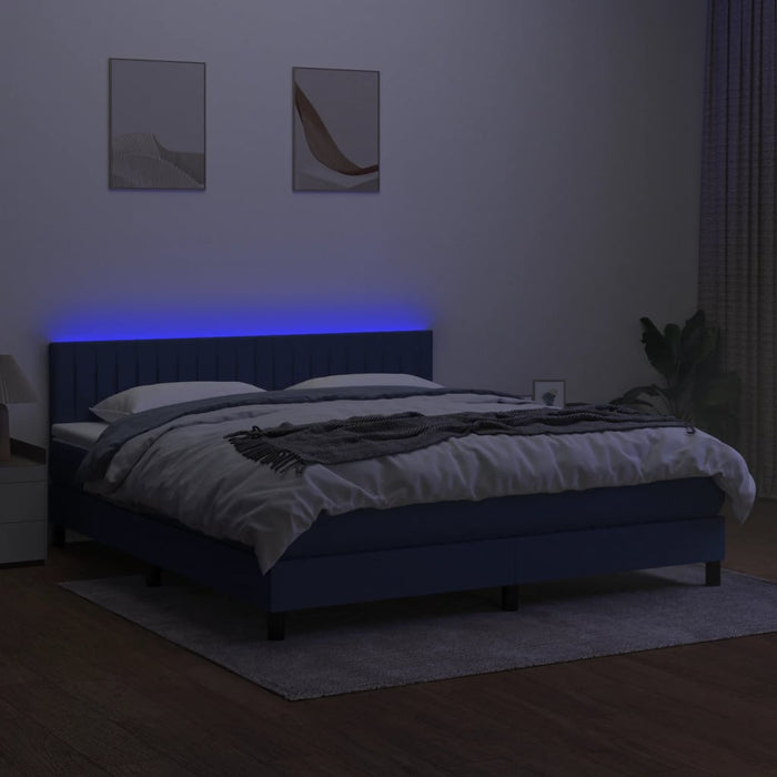 Pat cu arcuri, saltea și LED, albastru, 180x200 cm, textil - WALTI WALTI