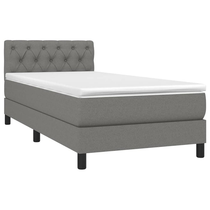 Pat cu arcuri, saltea și LED, gri închis, 80x200 cm, textil - WALTI WALTI