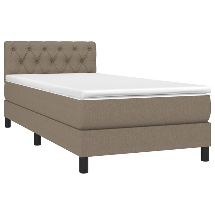 Pat cu arcuri, saltea și LED, gri taupe, 80x200 cm, textil WALTI