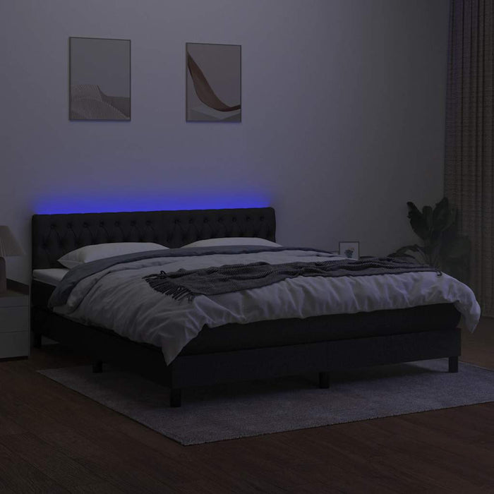 Pat cu arcuri, saltea și LED, negru, 180x200 cm, textil - WALTI WALTI