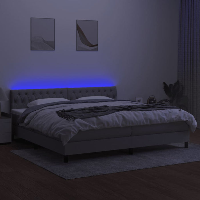 Pat cu arcuri, saltea și LED, gri deschis, 200x200 cm, textil - WALTI WALTI
