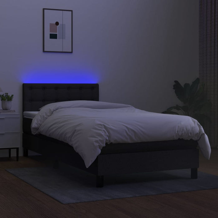 Pat cu arcuri, saltea și LED, negru, 80x200 cm, textil - WALTI WALTI