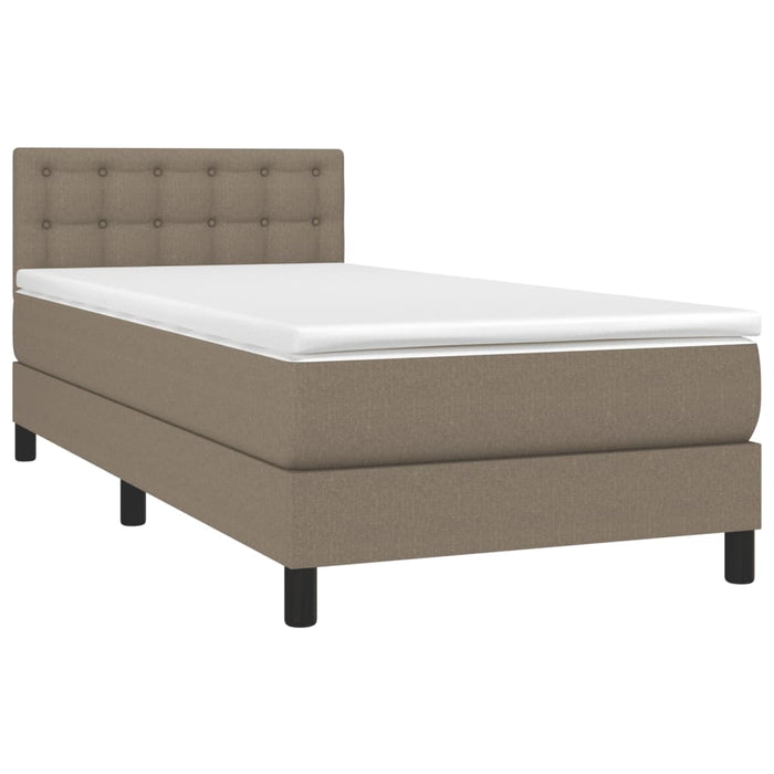 Pat cu arcuri, saltea și LED, gri taupe, 80x200 cm, textil - WALTI WALTI