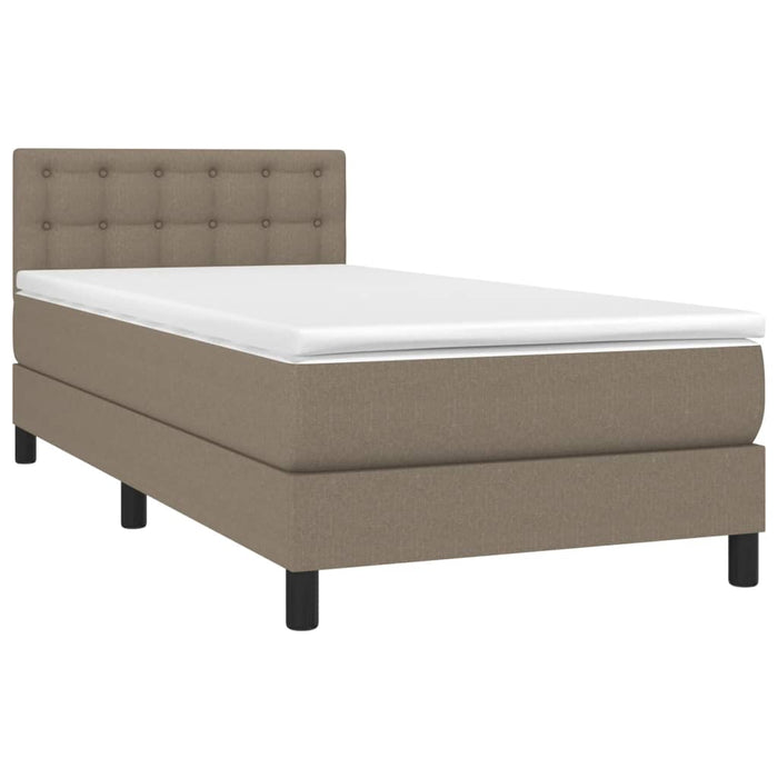 Pat cu arcuri, saltea și LED, Gri taupe, 100x200 cm, textil - WALTI WALTI