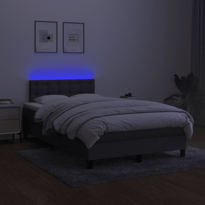 Pat cu arcuri, saltea și LED, gri închis, 120x200 cm, textil - WALTI WALTI