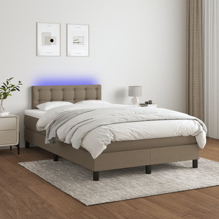 Pat cu arcuri, saltea și LED, gri taupe, 120x200 cm, textil - WALTI WALTI