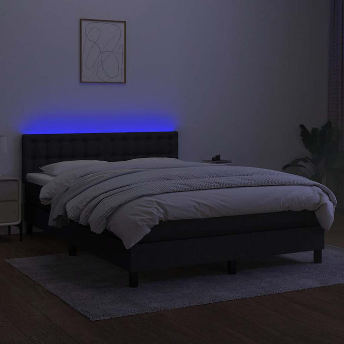 Pat cu arcuri, saltea și LED, negru, 140x190 cm, textil - WALTI WALTI