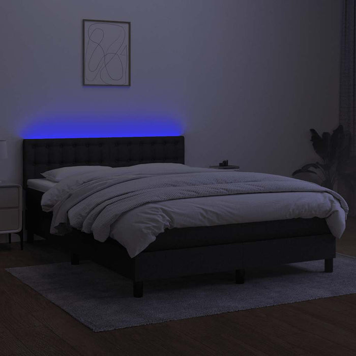 Pat cu arcuri, saltea și LED, negru, 140x200 cm, textil - WALTI WALTI