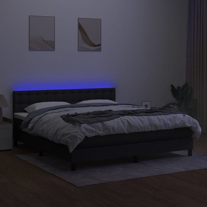 Pat cu arcuri, saltea și LED, negru, 160x200 cm, textil - WALTI WALTI