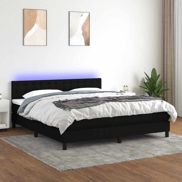 Pat cu arcuri, saltea și LED, negru, 180x200 cm, textil - WALTI WALTI