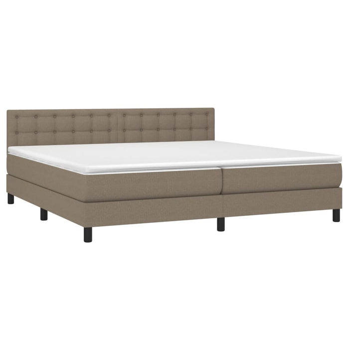 Pat cu arcuri, saltea și LED, gri taupe, 200x200 cm, textil - WALTI WALTI