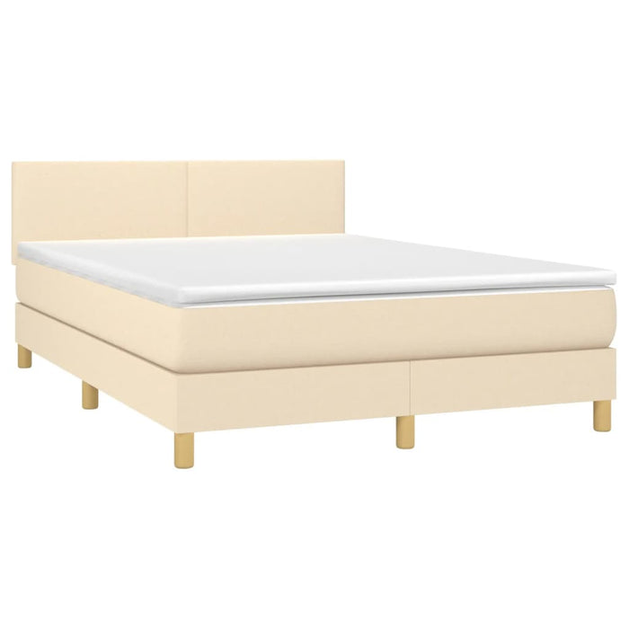 Pat cu arcuri, saltea și LED, crem, 140x190 cm, textil - WALTI WALTI