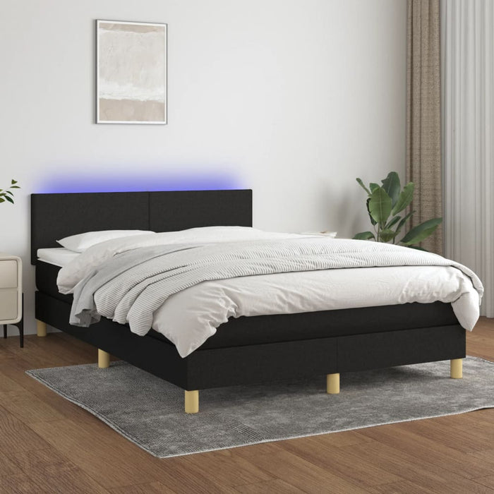 Pat cu arcuri, saltea și LED, negru, 140x200 cm, textil - WALTI WALTI