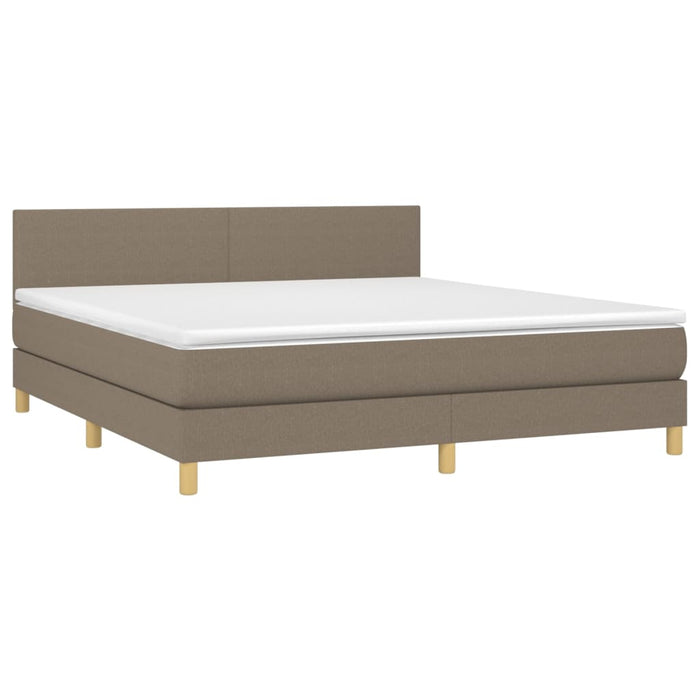 Pat cu arcuri, saltea și LED, gri taupe, 160x200 cm, textil WALTI