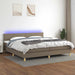 Pat cu arcuri, saltea și LED, gri taupe, 200x200 cm, textil - WALTI WALTI