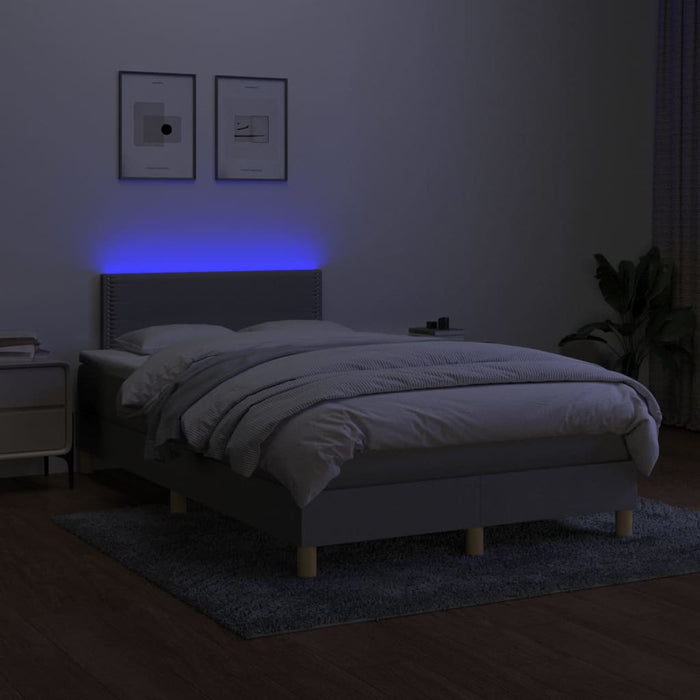 Pat cu arcuri, saltea și LED, gri deschis, 120x200 cm, textil - WALTI WALTI